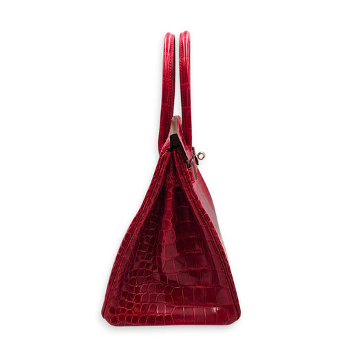 Birkin 30 Braise Top Handle Bag in Shiny Porosus Palladium hardware CL2607-22375 3