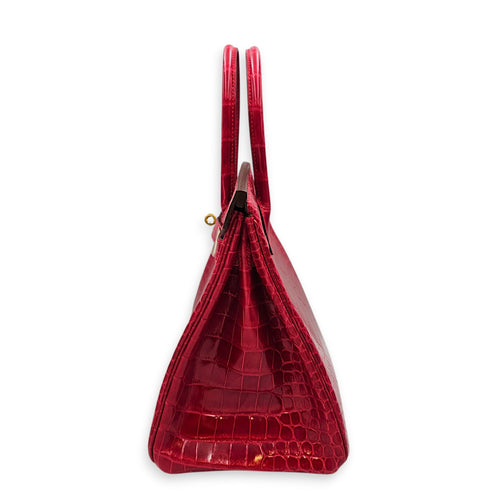 Birkin 30 Braise Top Handle Bag in Shiny Porosus Palladium hardware CL2607-22375 4