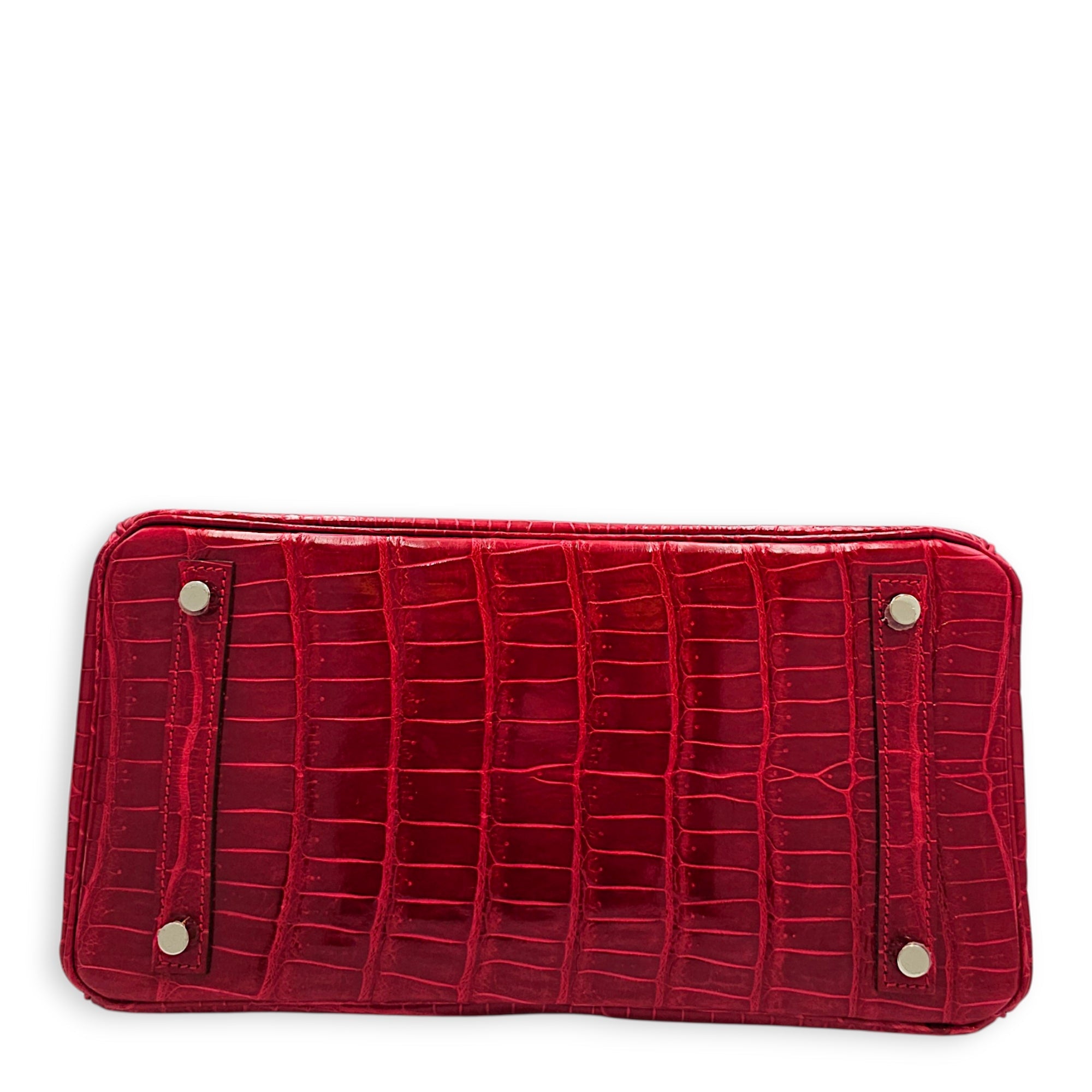 Birkin 30 Braise Top Handle Bag in Shiny Porosus Palladium hardware CL2607-22375 5