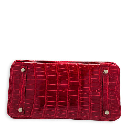 Birkin 30 Braise Top Handle Bag in Shiny Porosus Palladium hardware CL2607-22375 5