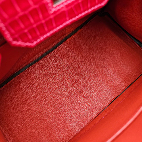 Birkin 30 Braise Top Handle Bag in Shiny Porosus Palladium hardware CL2607-22375 6