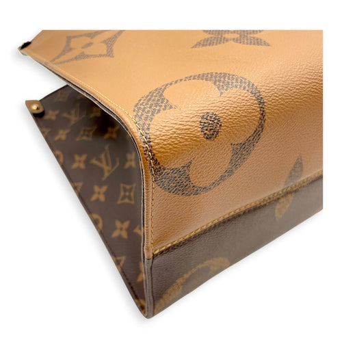 Big Monogram OnTheGo MM Brown Tote Bag in Coated Canvas Gold hardware CL2607-22378 10