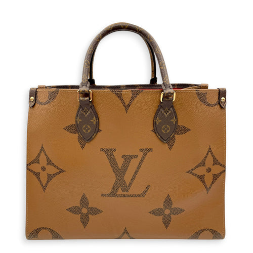 Big Monogram OnTheGo MM Brown Tote Bag in Coated Canvas Gold hardware CL2607-22378 1