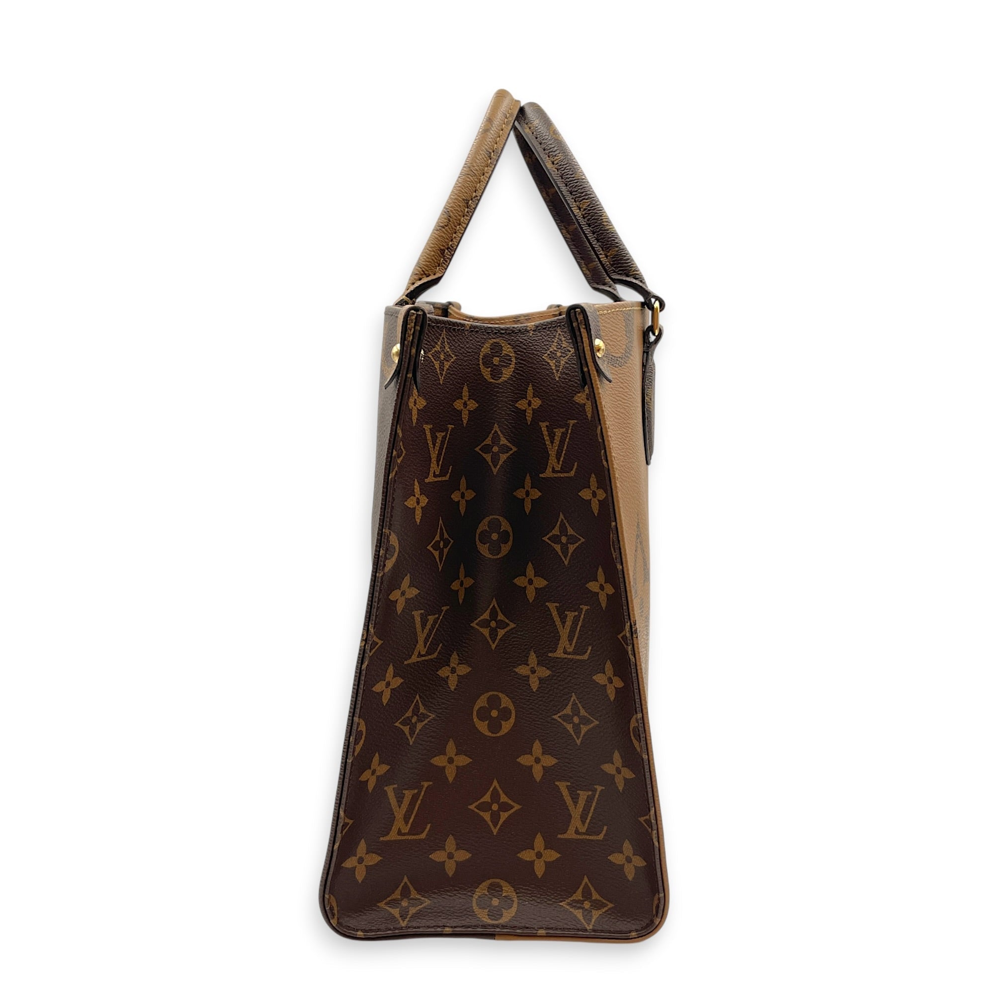 Big Monogram OnTheGo MM Brown Tote Bag in Coated Canvas Gold hardware CL2607-22378 3