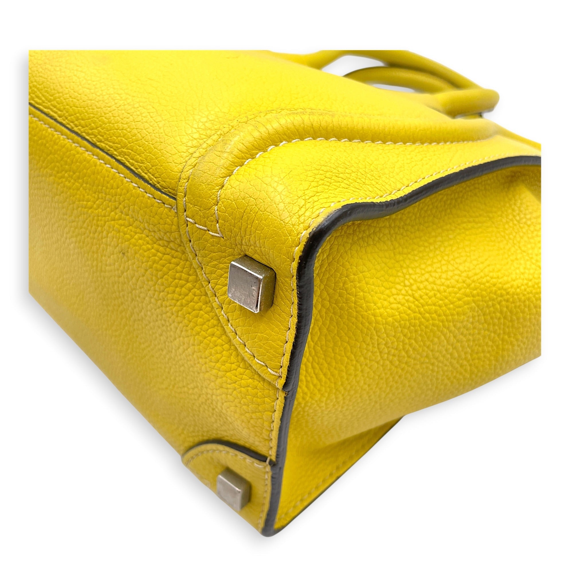 Micro Luggage 26cm Yellow Top Handle Bag in Calfskin Silver hardware CL2607-22379 11