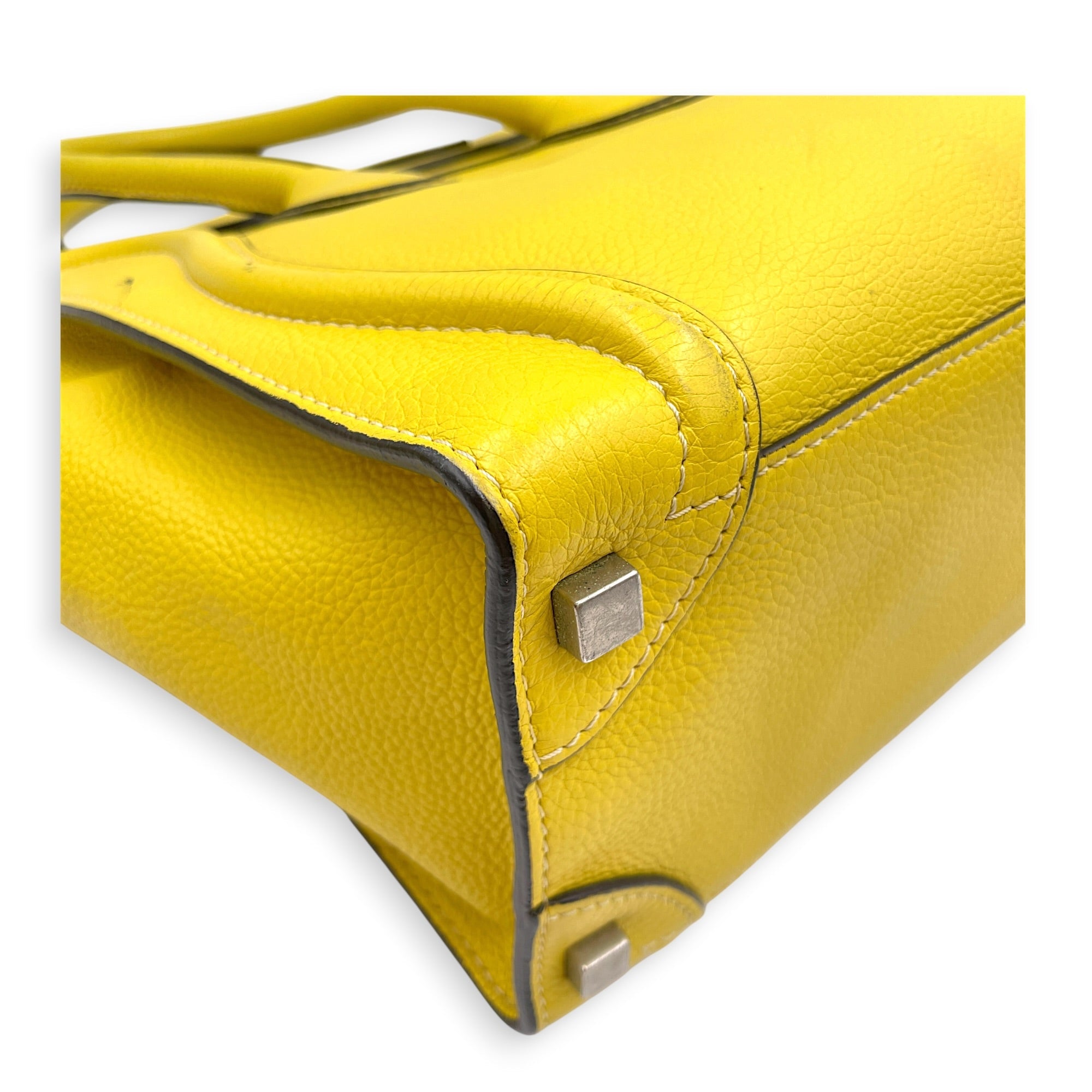 Micro Luggage 26cm Yellow Top Handle Bag in Calfskin Silver hardware CL2607-22379 12