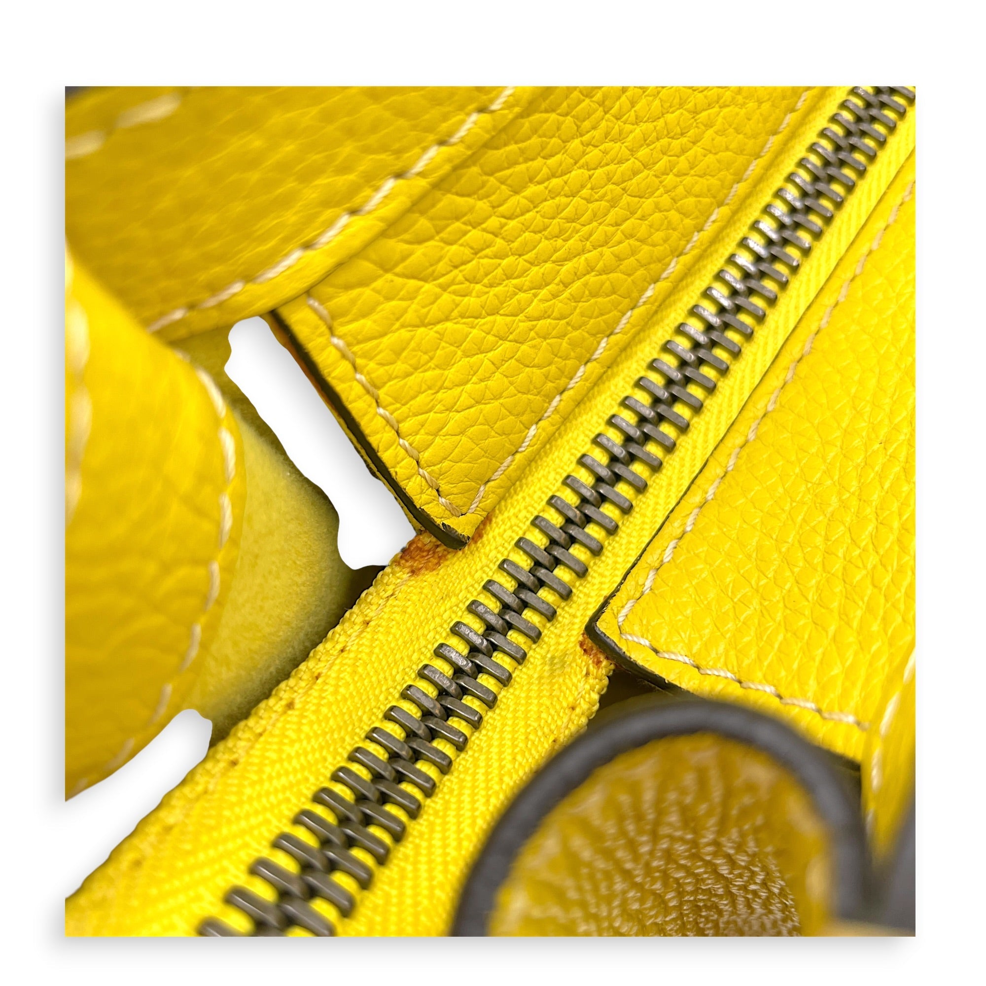 Micro Luggage 26cm Yellow Top Handle Bag in Calfskin Silver hardware CL2607-22379 14