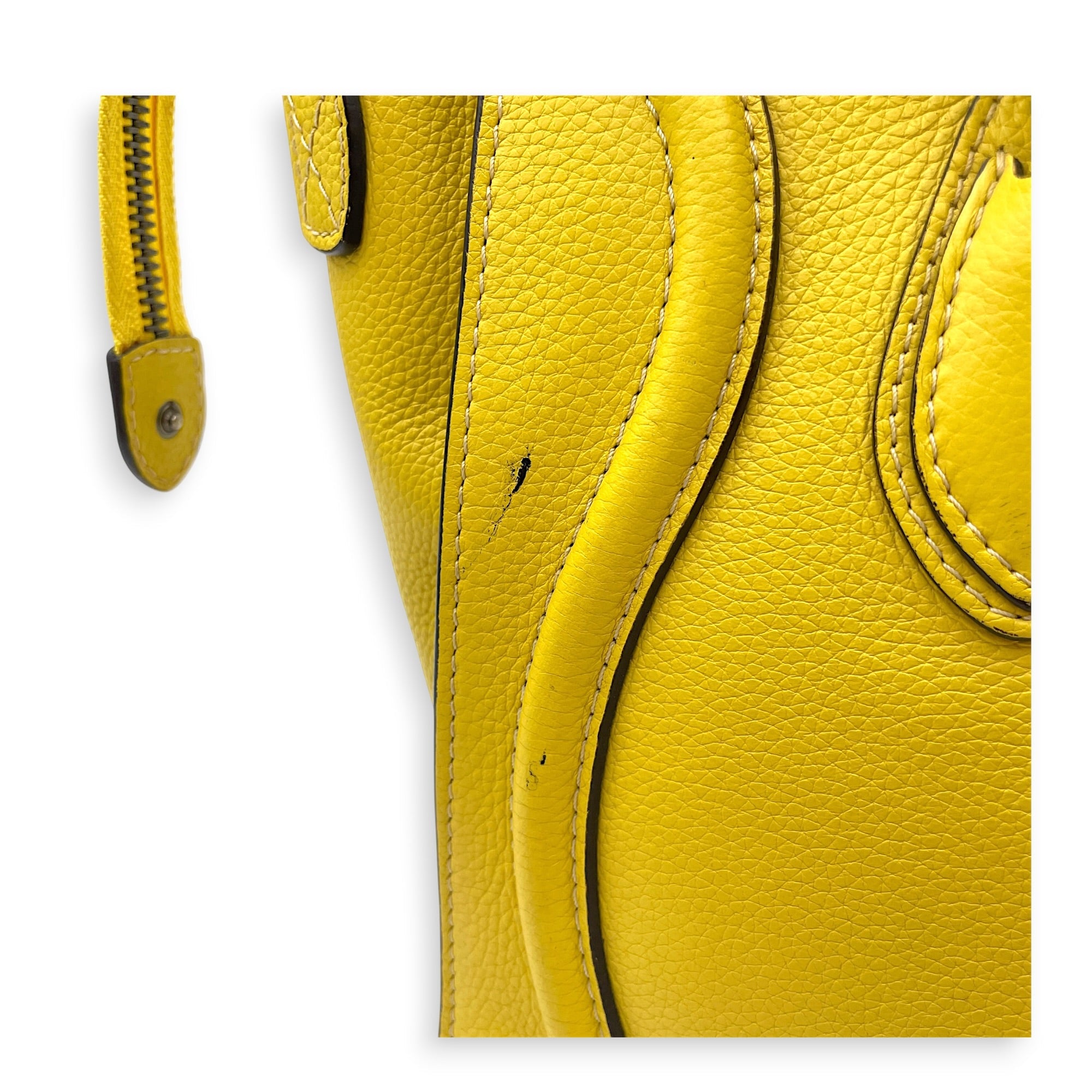 Micro Luggage 26cm Yellow Top Handle Bag in Calfskin Silver hardware CL2607-22379 15