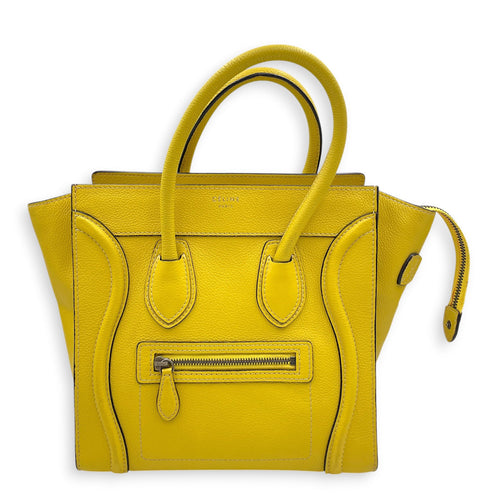 Micro Luggage 26cm Yellow Top Handle Bag in Calfskin Silver hardware CL2607-22379 1