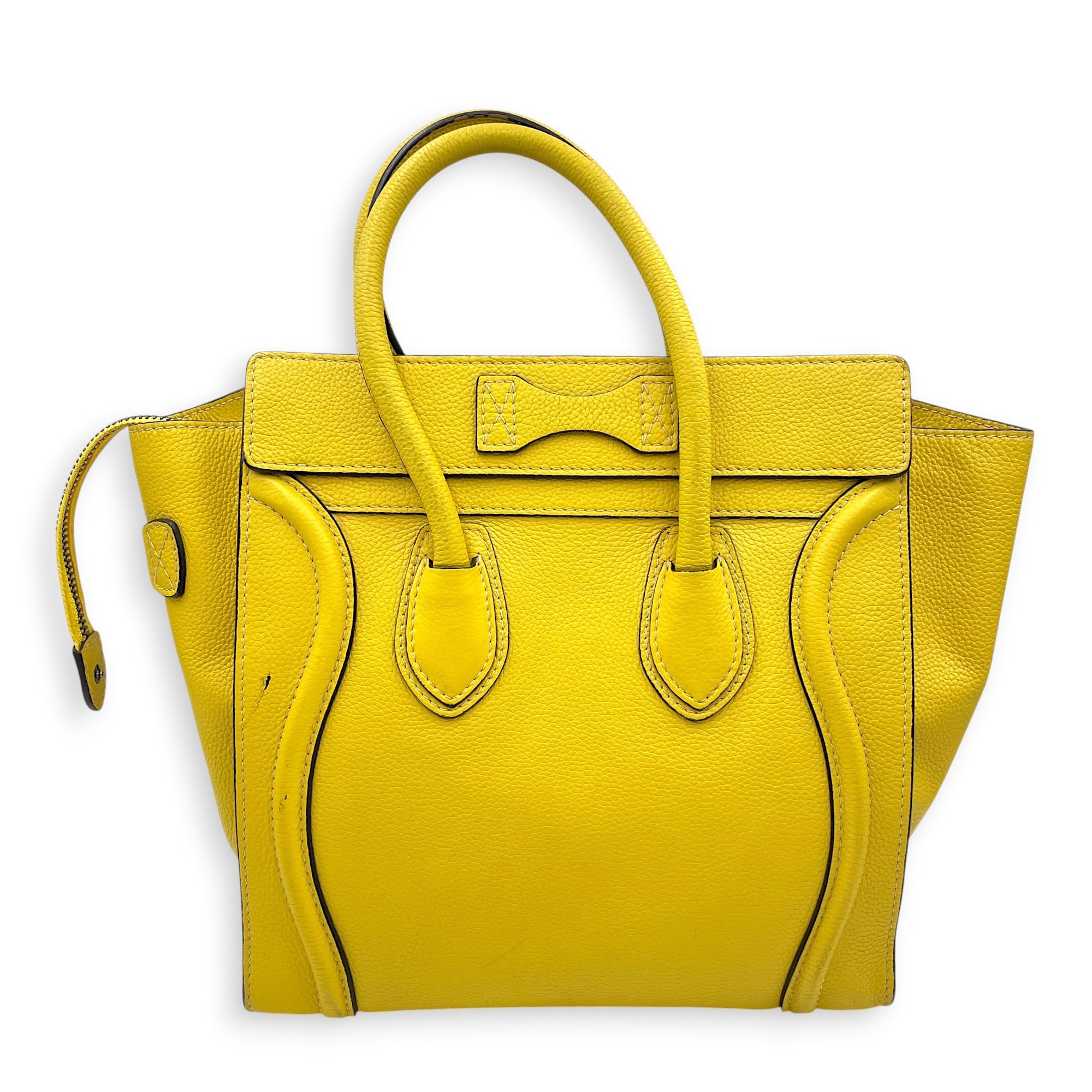 Micro Luggage 26cm Yellow Top Handle Bag in Calfskin Silver hardware CL2607-22379 2