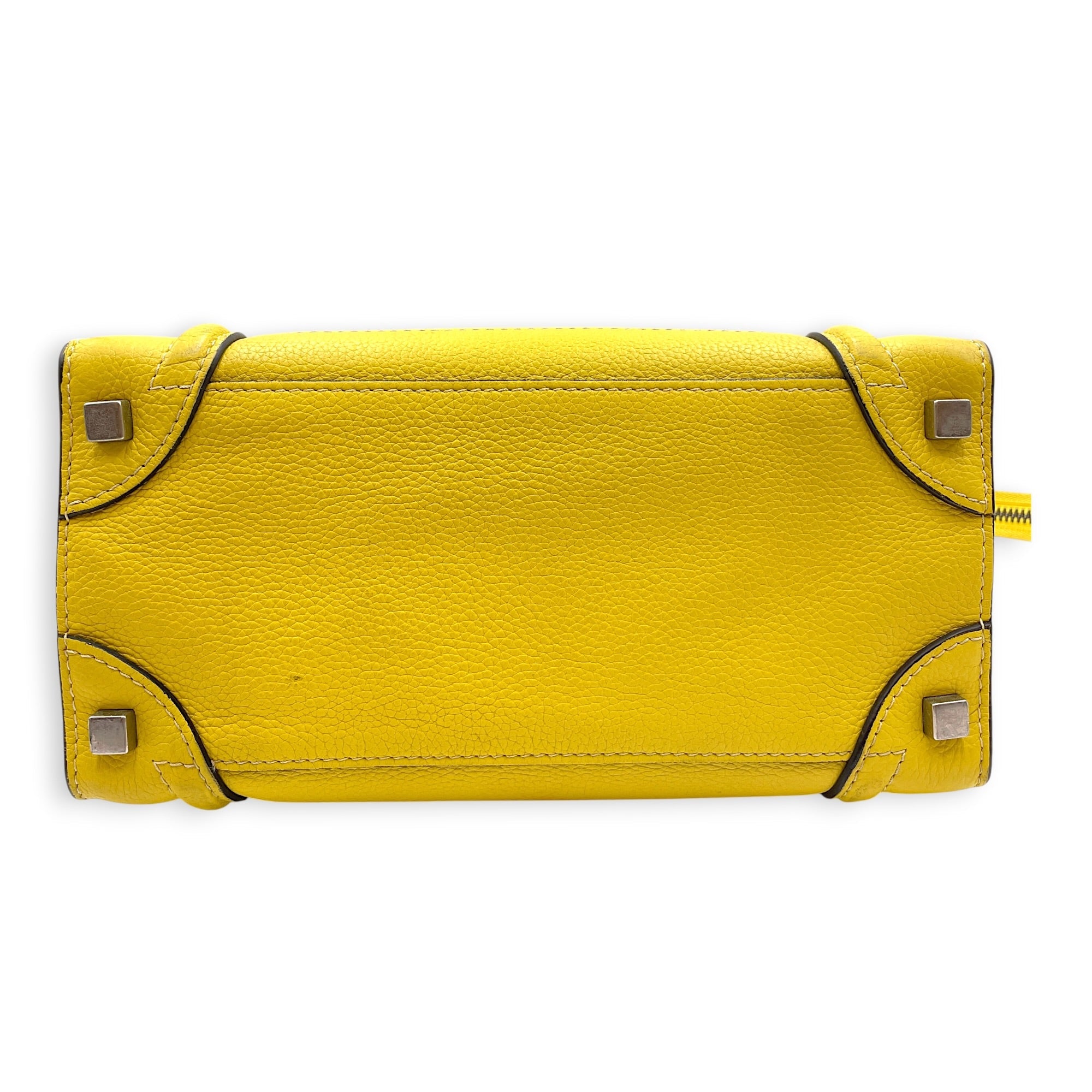 Micro Luggage 26cm Yellow Top Handle Bag in Calfskin Silver hardware CL2607-22379 5