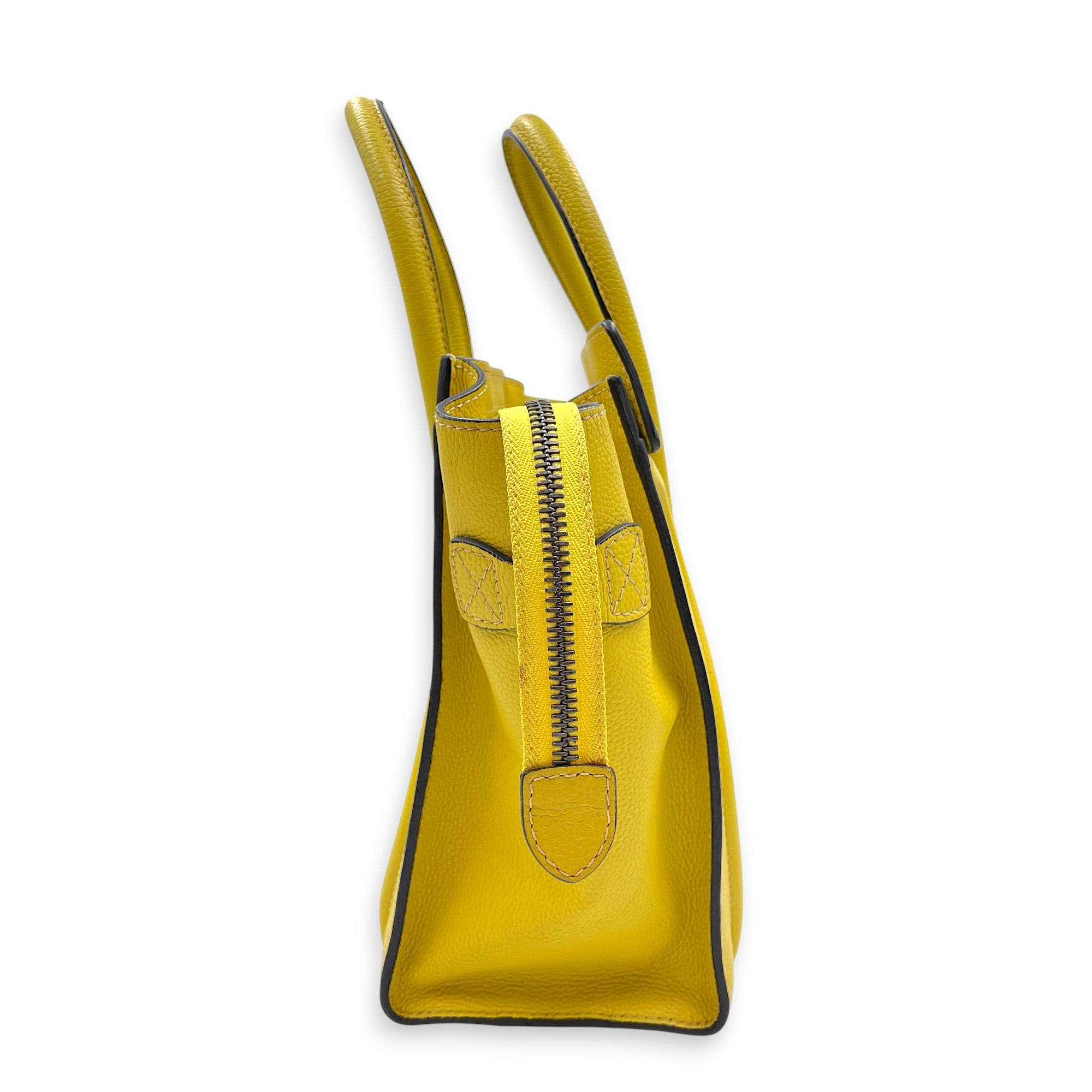 Micro Luggage 26cm Yellow Top Handle Bag in Calfskin Silver hardware CL2607-22379 3