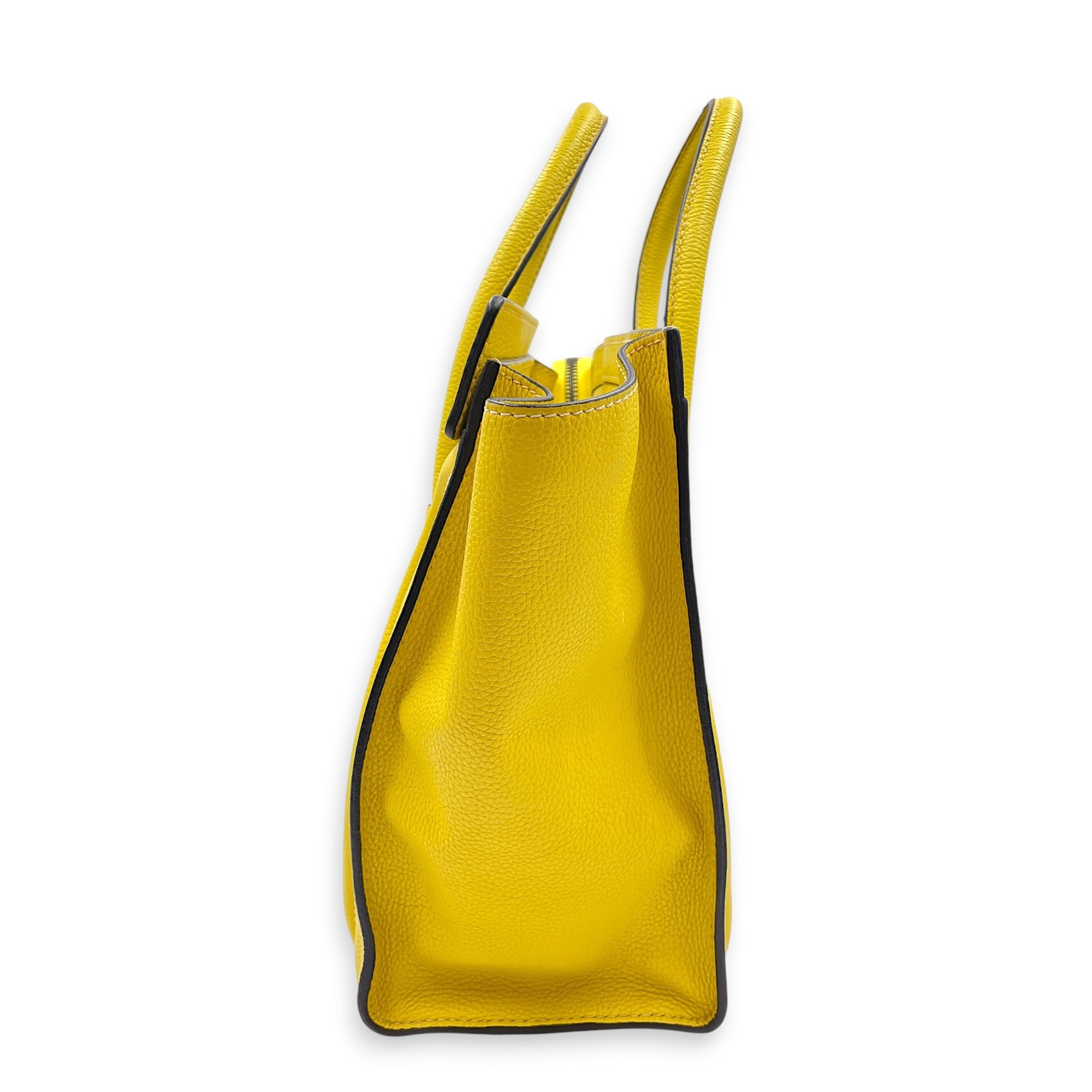 Micro Luggage 26cm Yellow Top Handle Bag in Calfskin Silver hardware CL2607-22379 4