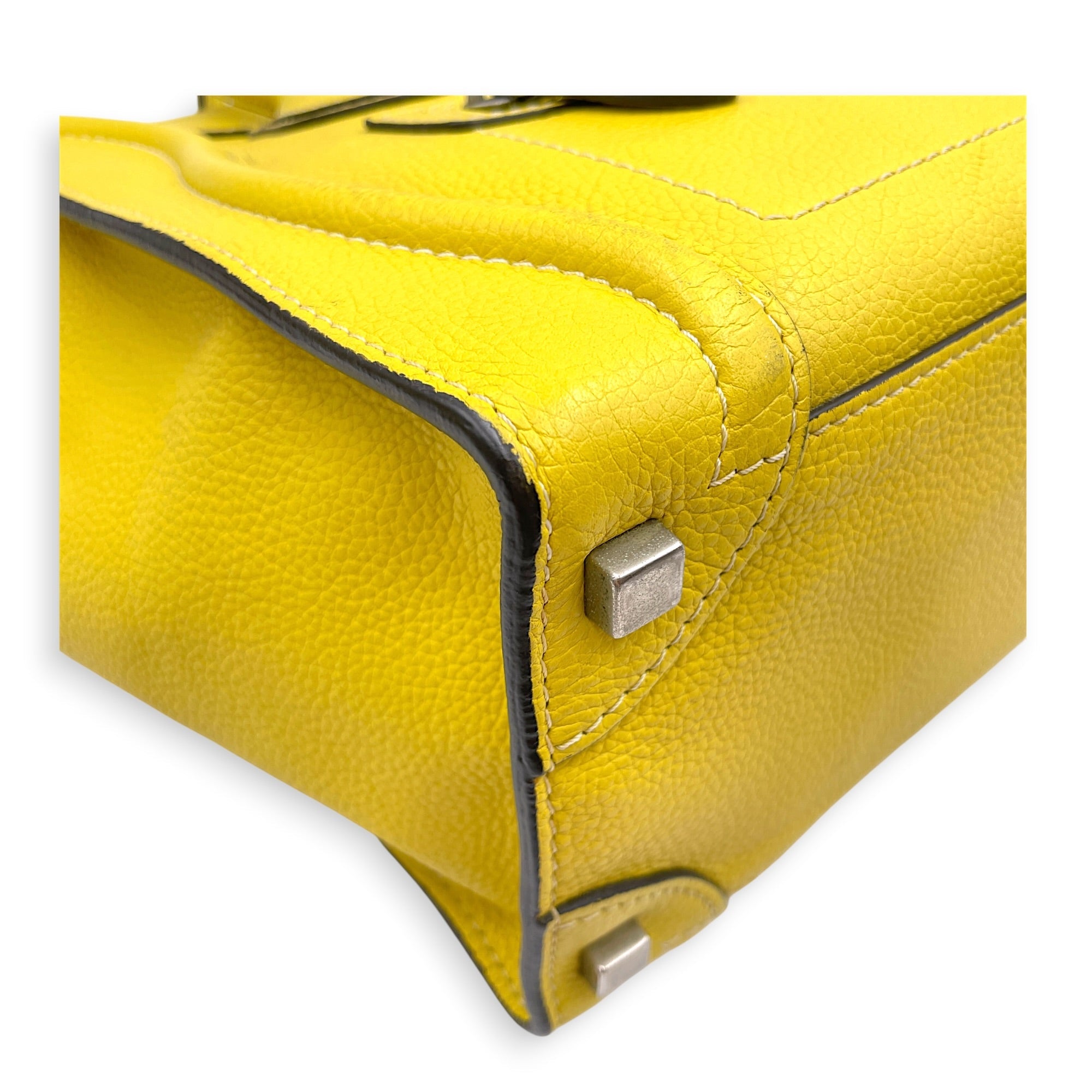 Micro Luggage 26cm Yellow Top Handle Bag in Calfskin Silver hardware CL2607-22379 8
