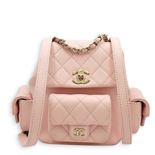 Duma Pink Backpack in Caviar Leather Gold hardware CL2607-22381 1
