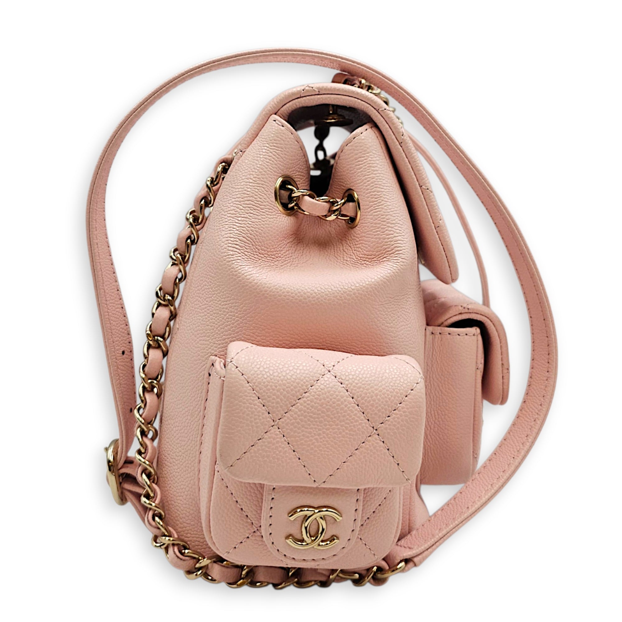 Duma Pink Backpack in Caviar Leather Gold hardware CL2607-22381 3
