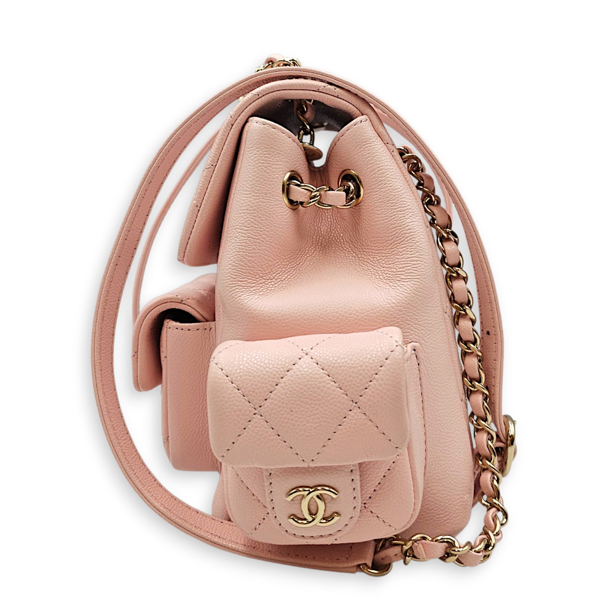 Duma Pink Backpack in Caviar Leather Gold hardware CL2607-22381 4