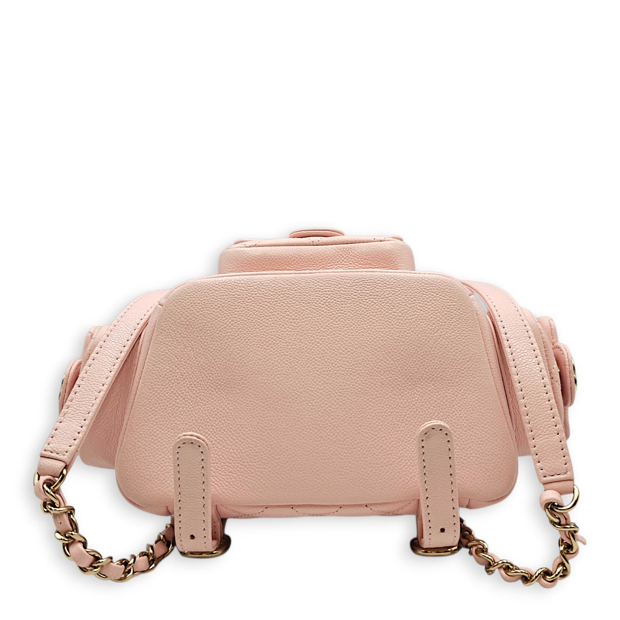 Duma Pink Backpack in Caviar Leather Gold hardware CL2607-22381 5