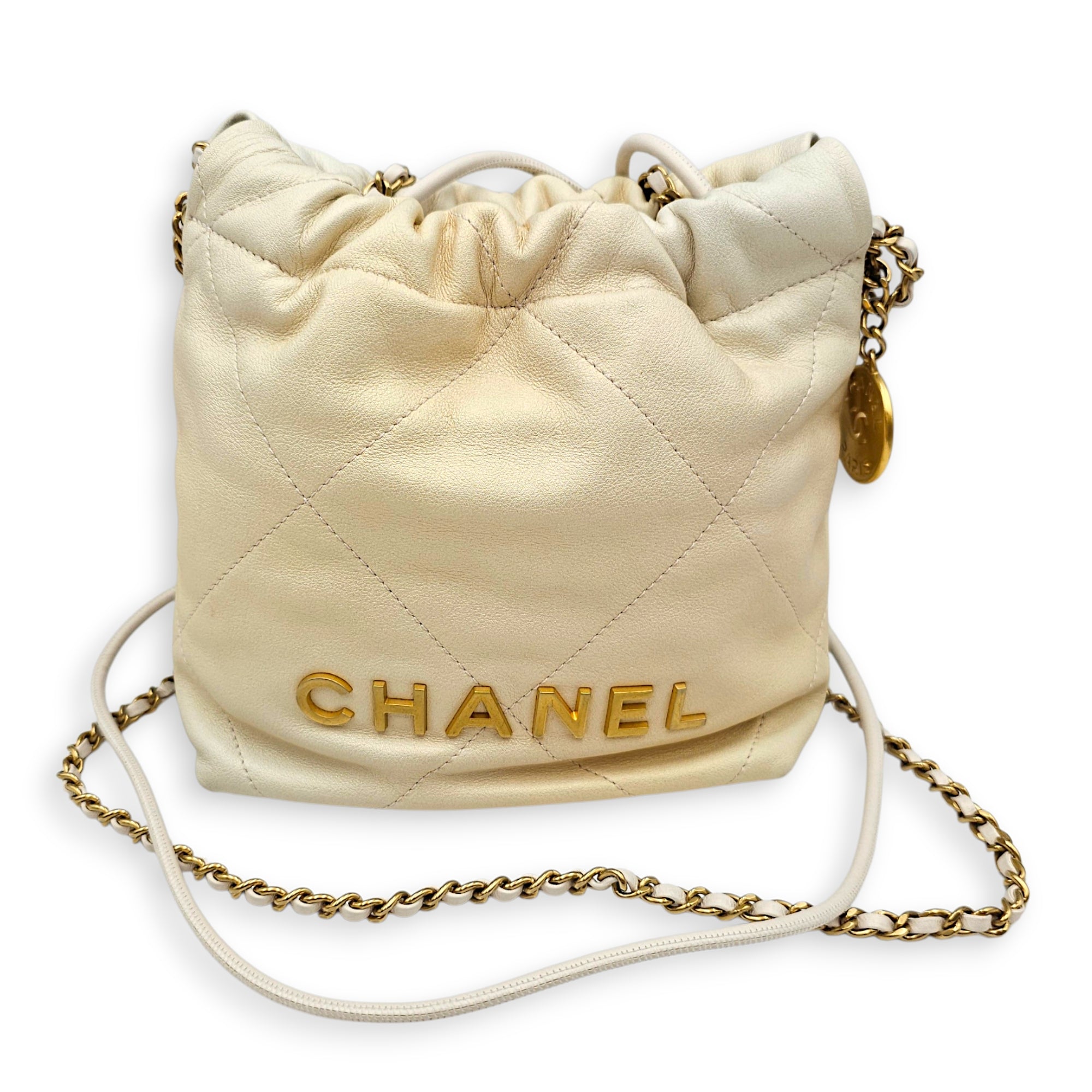 C22 Mini Iridescent ivory   Crossbody Bag in Calfskin Gold hardware CL2607-22382 9
