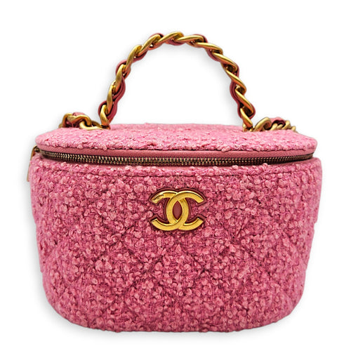 Vanity Case Pink Crossbody Bag in Tweed Gold hardware CL2607-22383 1