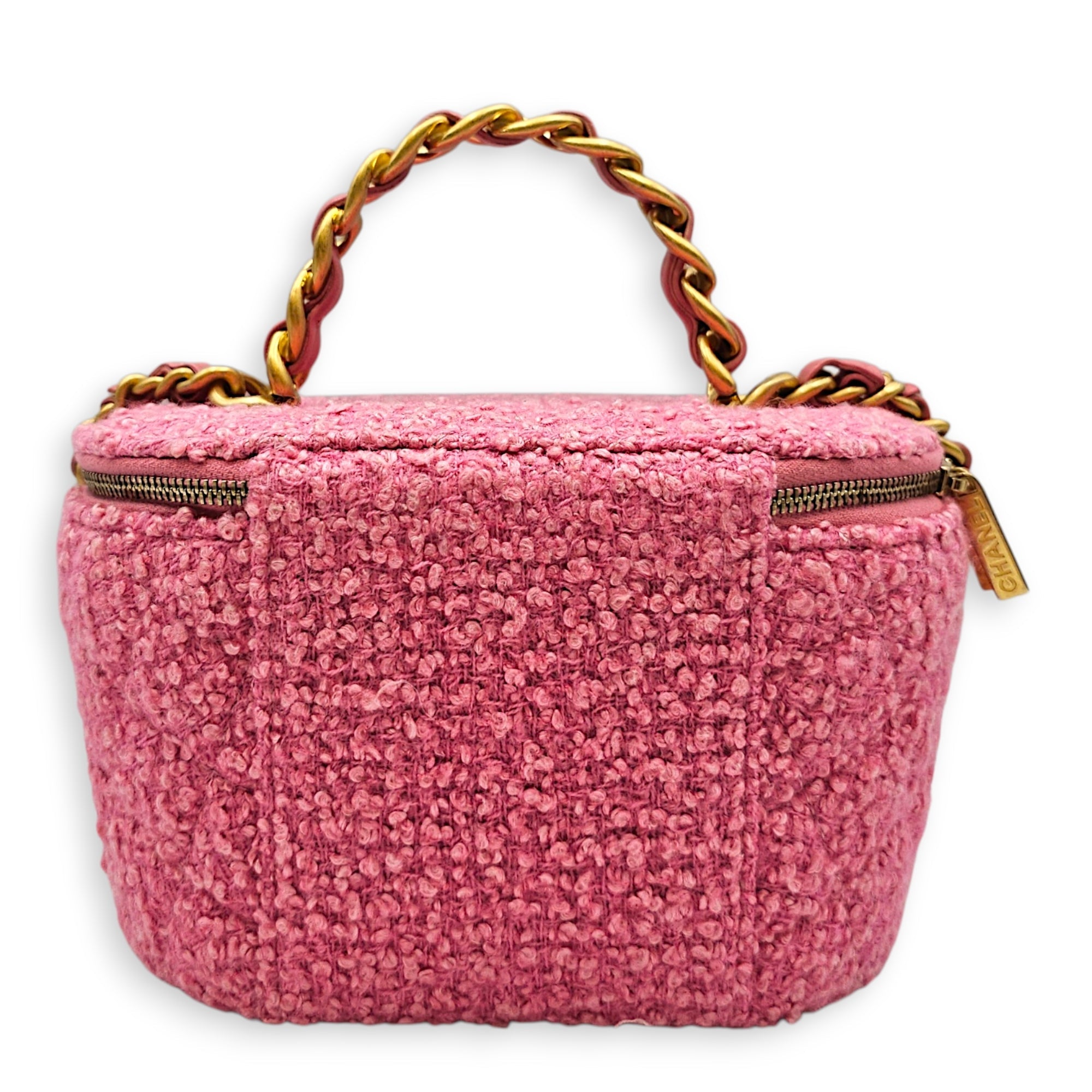 Vanity Case Pink Crossbody Bag in Tweed Gold hardware CL2607-22383 2