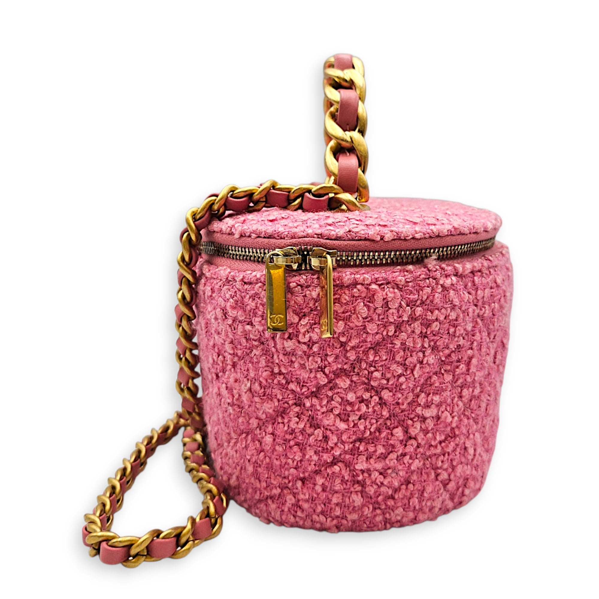Vanity Case Pink Crossbody Bag in Tweed Gold hardware CL2607-22383 3