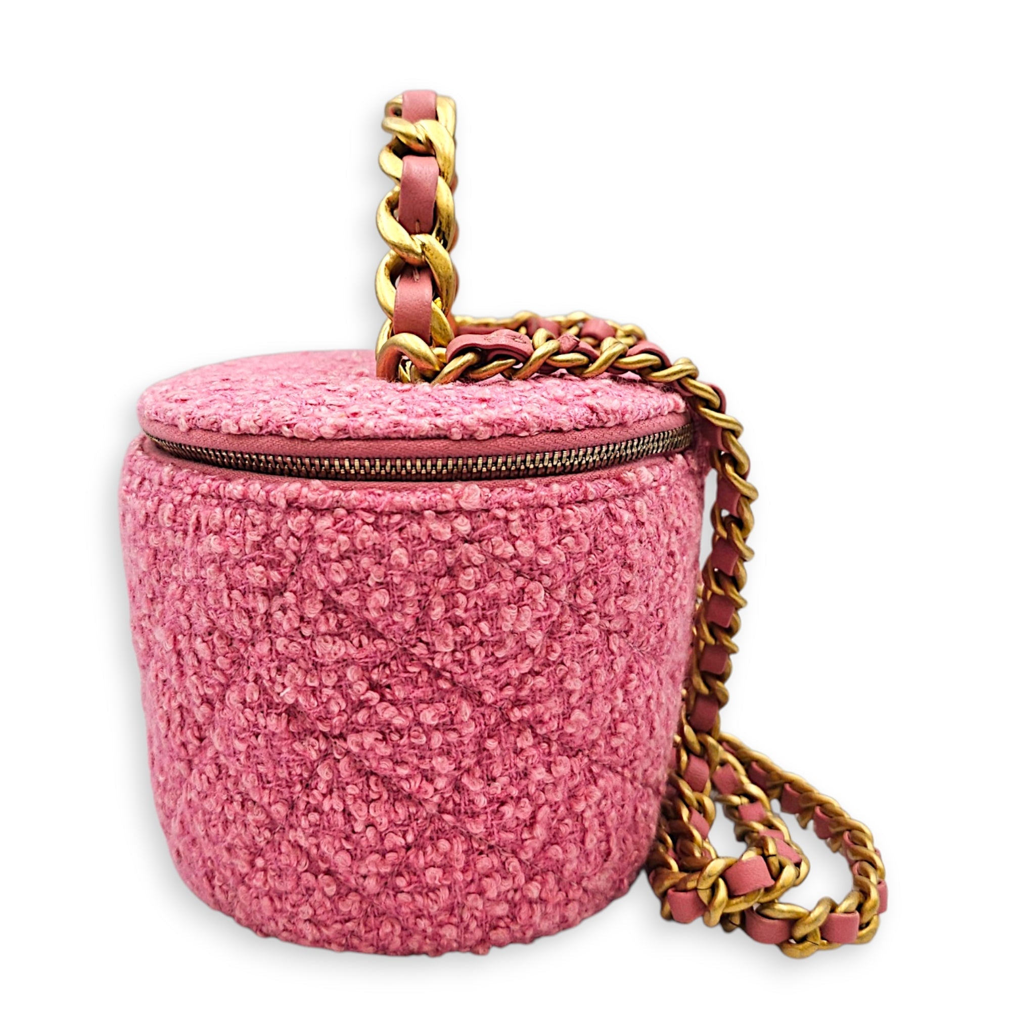 Vanity Case Pink Crossbody Bag in Tweed Gold hardware CL2607-22383 4