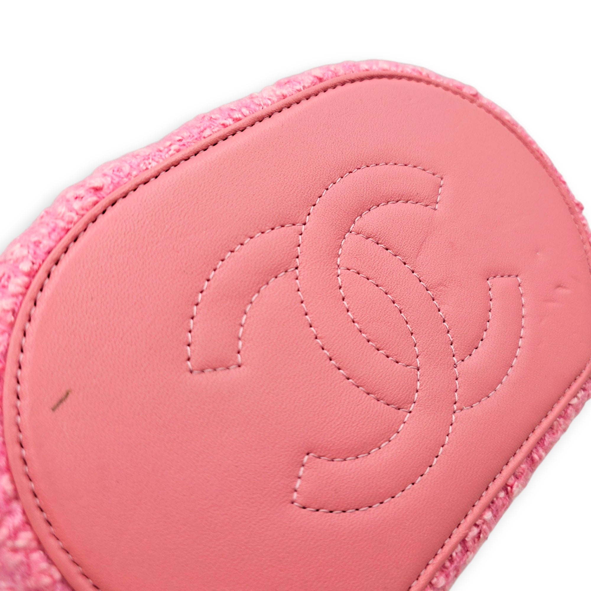 Vanity Case Pink Crossbody Bag in Tweed Gold hardware CL2607-22383 9