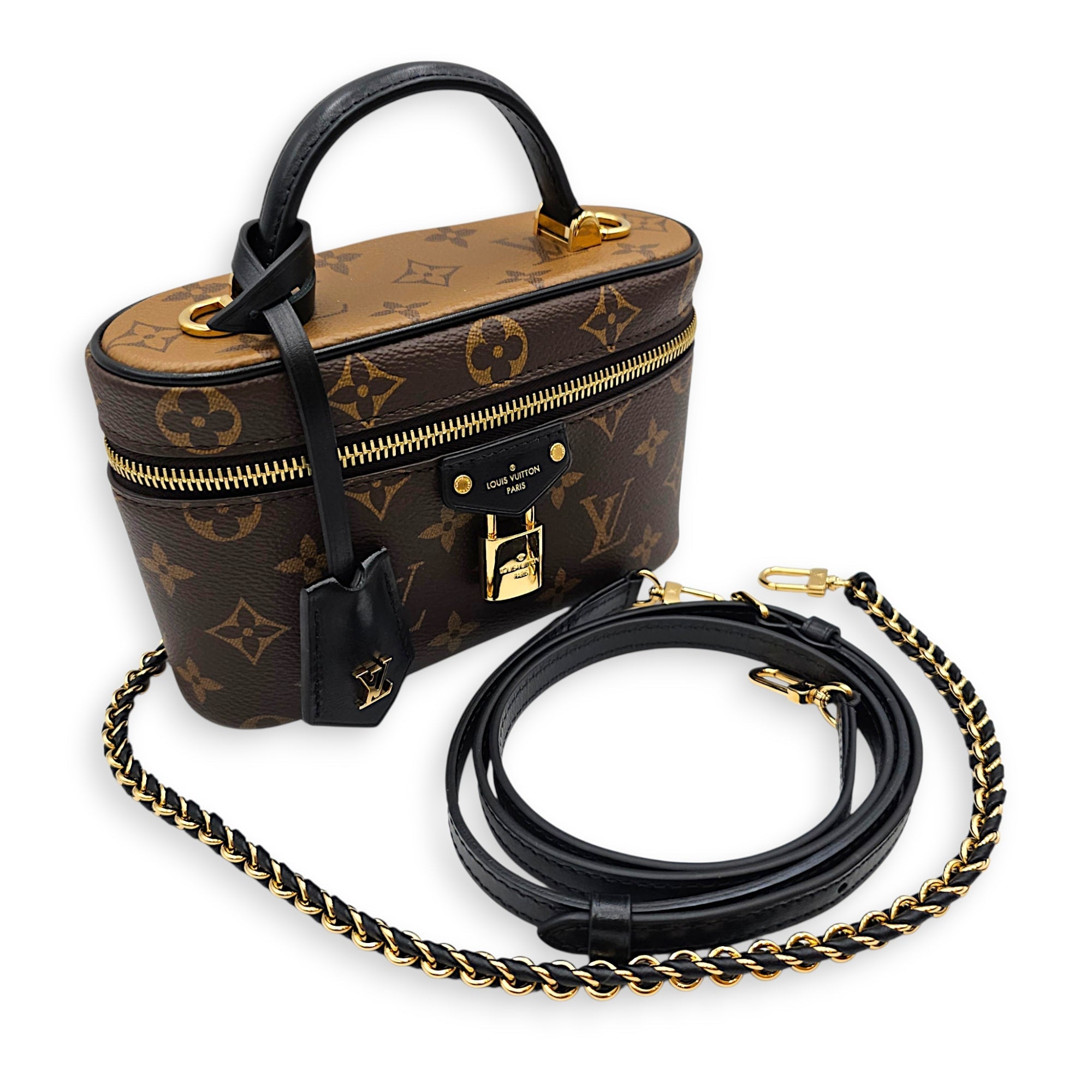 Reverse Monogram Vanity Case PM Brown Crossbody Bag in Coated Canvas Gold hardware CL2607-22386 7