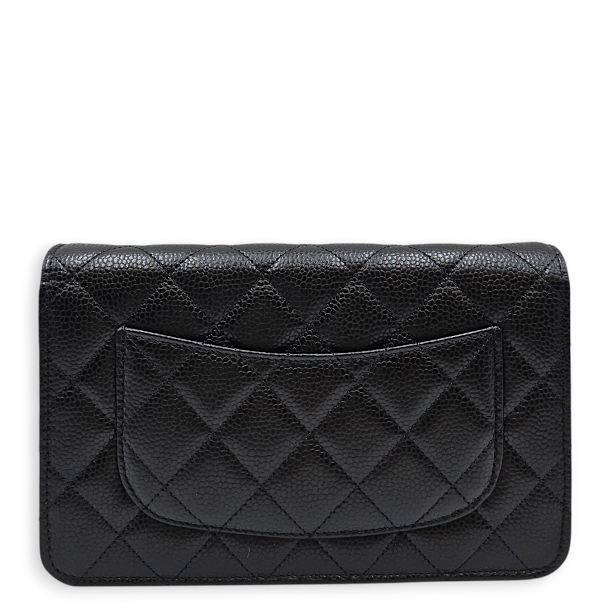Wallet on Chain Black Crossbody Bag in Caviar Leather Gold hardware CL2607-22389 2