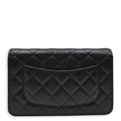 Wallet on Chain Black Crossbody Bag in Caviar Leather Gold hardware CL2607-22389 2
