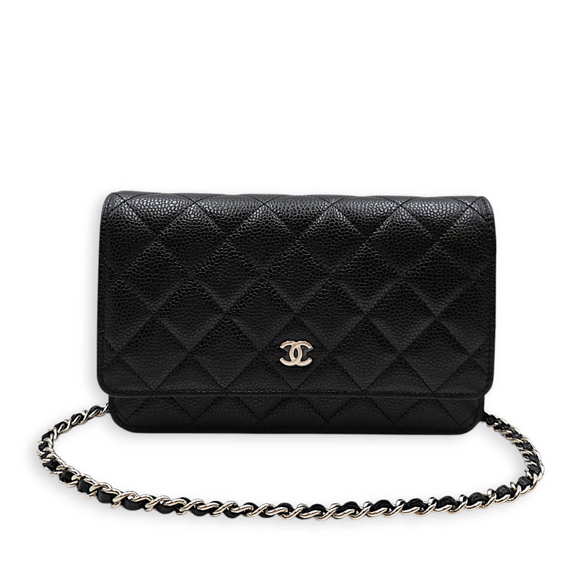 Wallet on Chain Black Crossbody Bag in Caviar Leather Gold hardware CL2607-22389 7