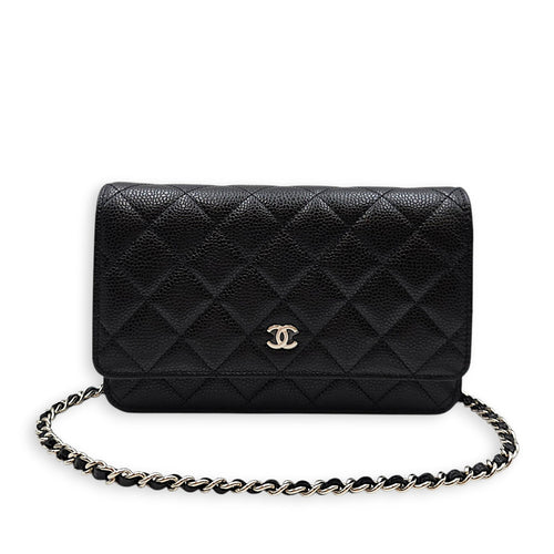 Wallet on Chain Black Crossbody Bag in Caviar Leather Gold hardware CL2607-22389 7