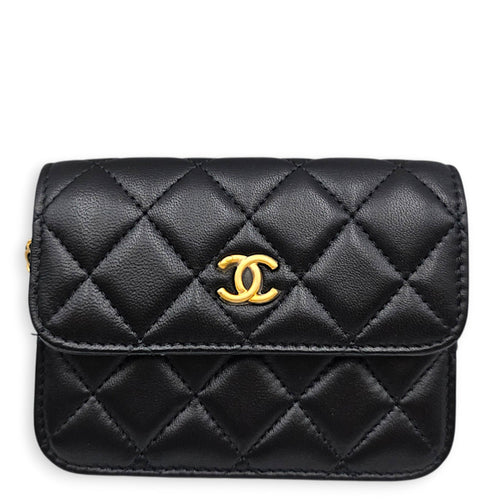 Clutch with Chain Black Crossbody Bag in Lambskin Gold hardware CL2607-22392 1