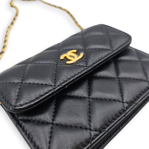 Clutch with Chain Black Crossbody Bag in Lambskin Gold hardware CL2607-22392 7