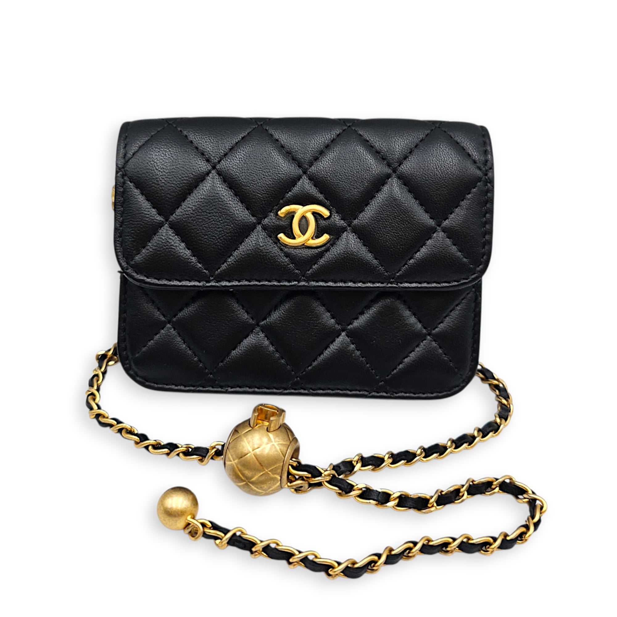 Clutch with Chain Black Crossbody Bag in Lambskin Gold hardware CL2607-22392 9