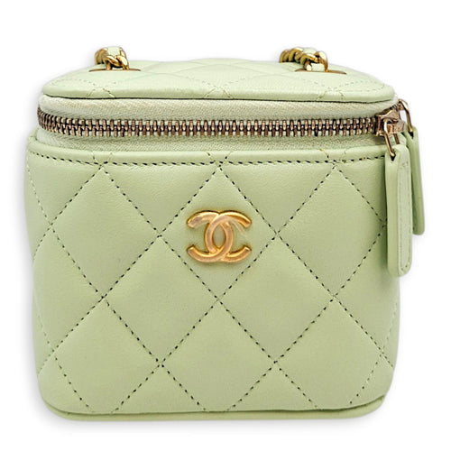 Vanity Case with Chain Small Green Crossbody Bag in Lambskin Gold hardware CL2607-22393 1