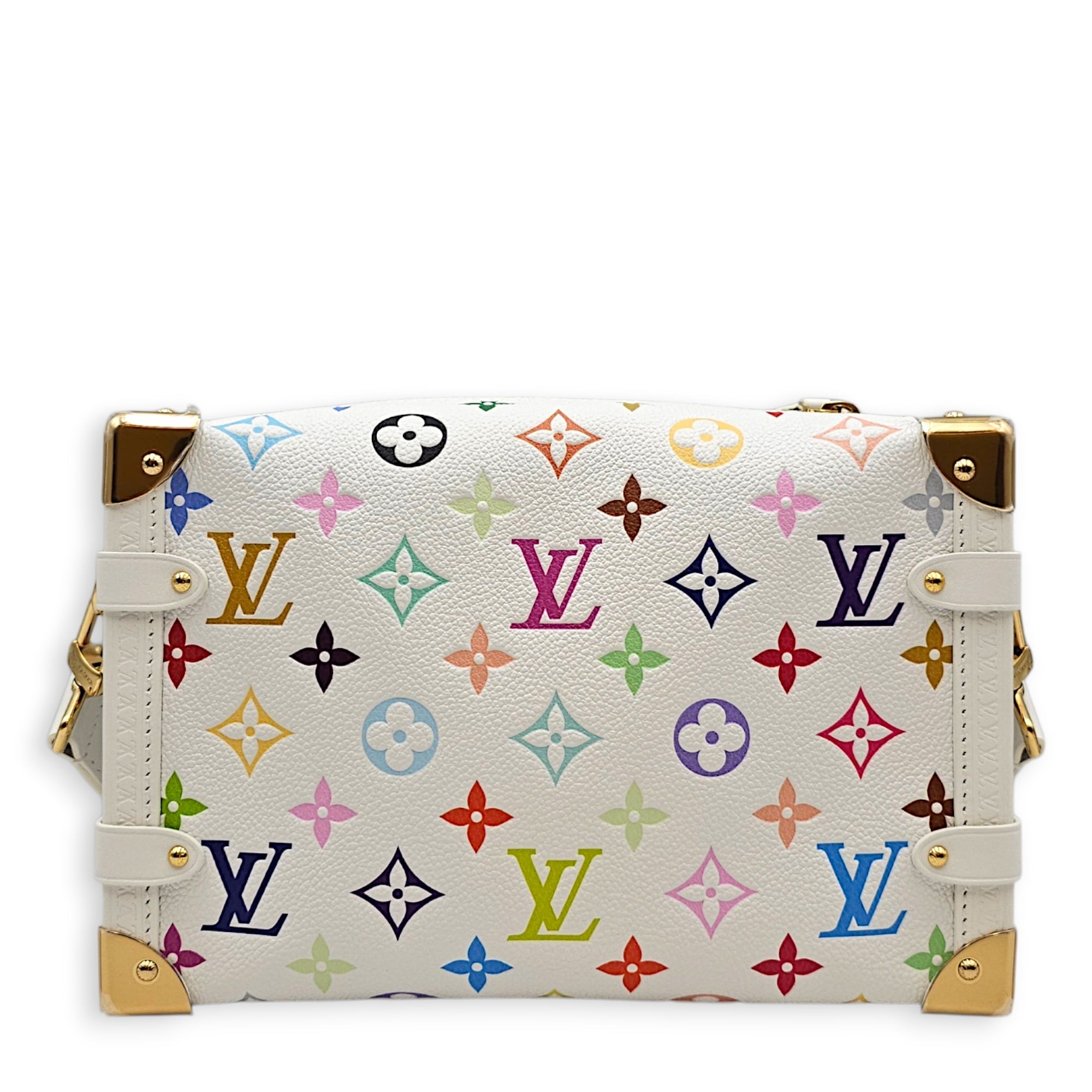 LV x TM Side Trunk MM White Crossbody Bag in Coated Canvas Gold hardware CL2607-22395 2