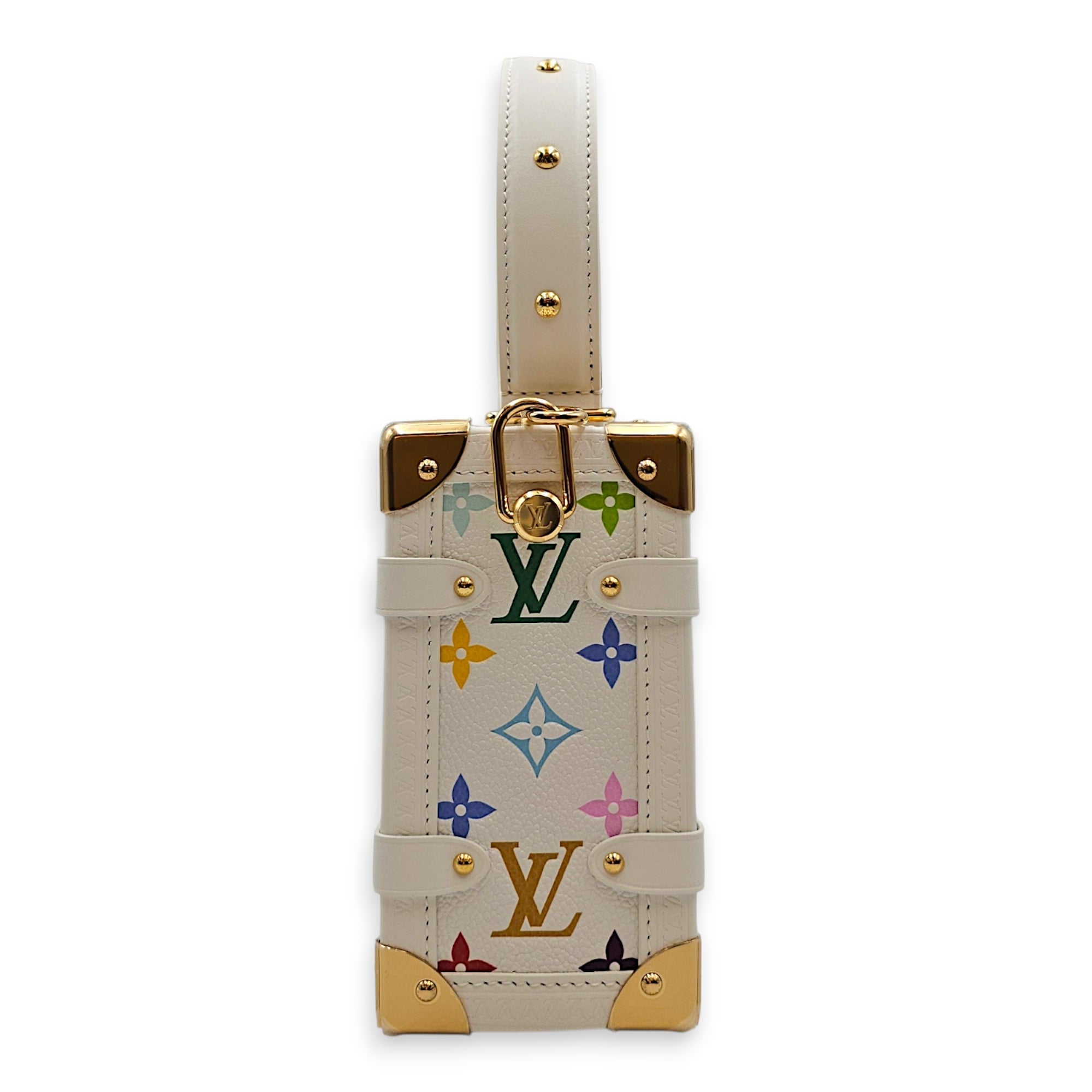 LV x TM Side Trunk MM White Crossbody Bag in Coated Canvas Gold hardware CL2607-22395 4