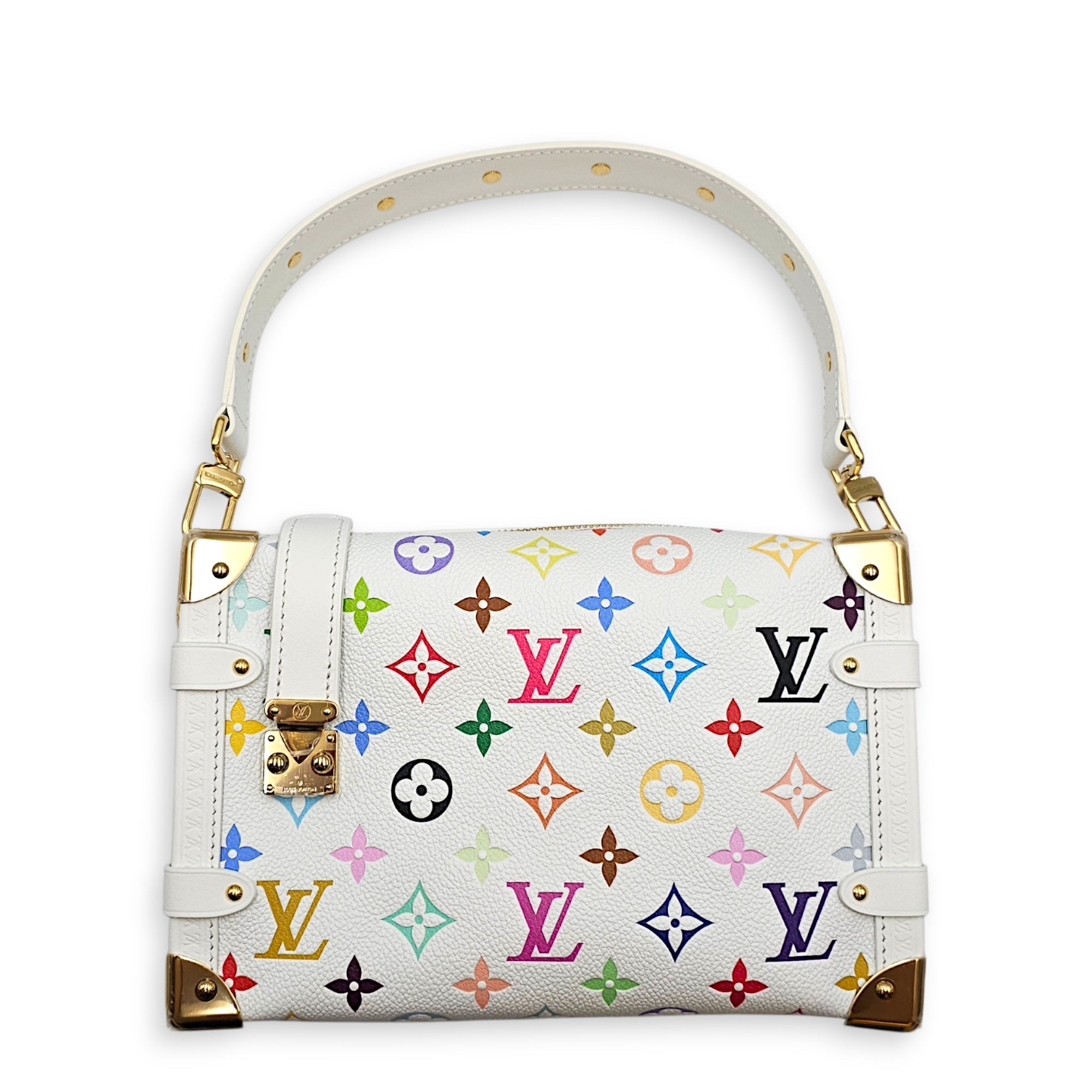 LV x TM Side Trunk MM White Crossbody Bag in Coated Canvas Gold hardware CL2607-22395 8
