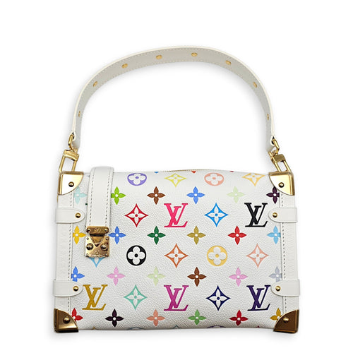 LV x TM Side Trunk MM White Crossbody Bag in Coated Canvas Gold hardware CL2607-22395 8