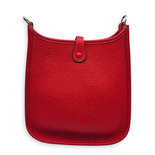 Evelyne Mini Rouge Casaque/Rouge Casaque-Etain in Clemence Palladium hardware CL2607-22400 2