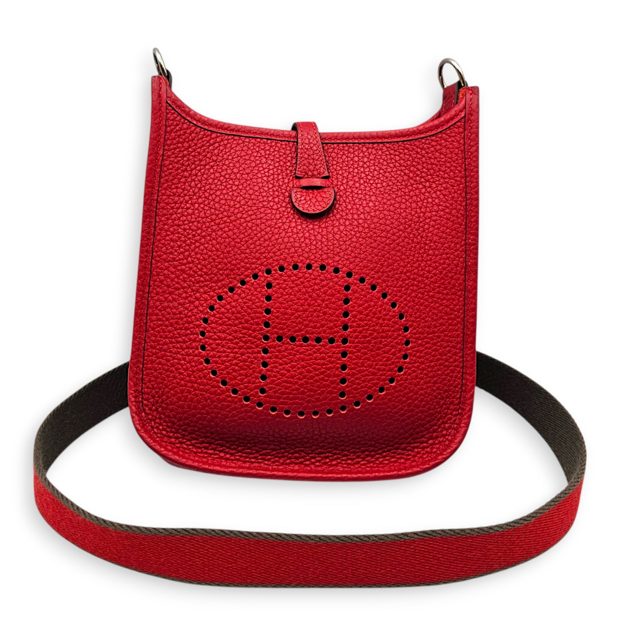 Evelyne Mini Rouge Casaque/Rouge Casaque-Etain in Clemence Palladium hardware CL2607-22400 7