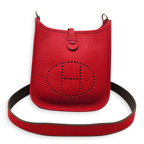 Evelyne Mini Rouge Casaque/Rouge Casaque-Etain in Clemence Palladium hardware CL2607-22400 7