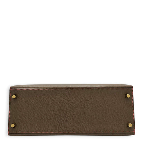 HSS Sellier Kelly 28 Etoupe/Rose Azalee in Epsom Brushed Gold hardware CL2607-22406 5