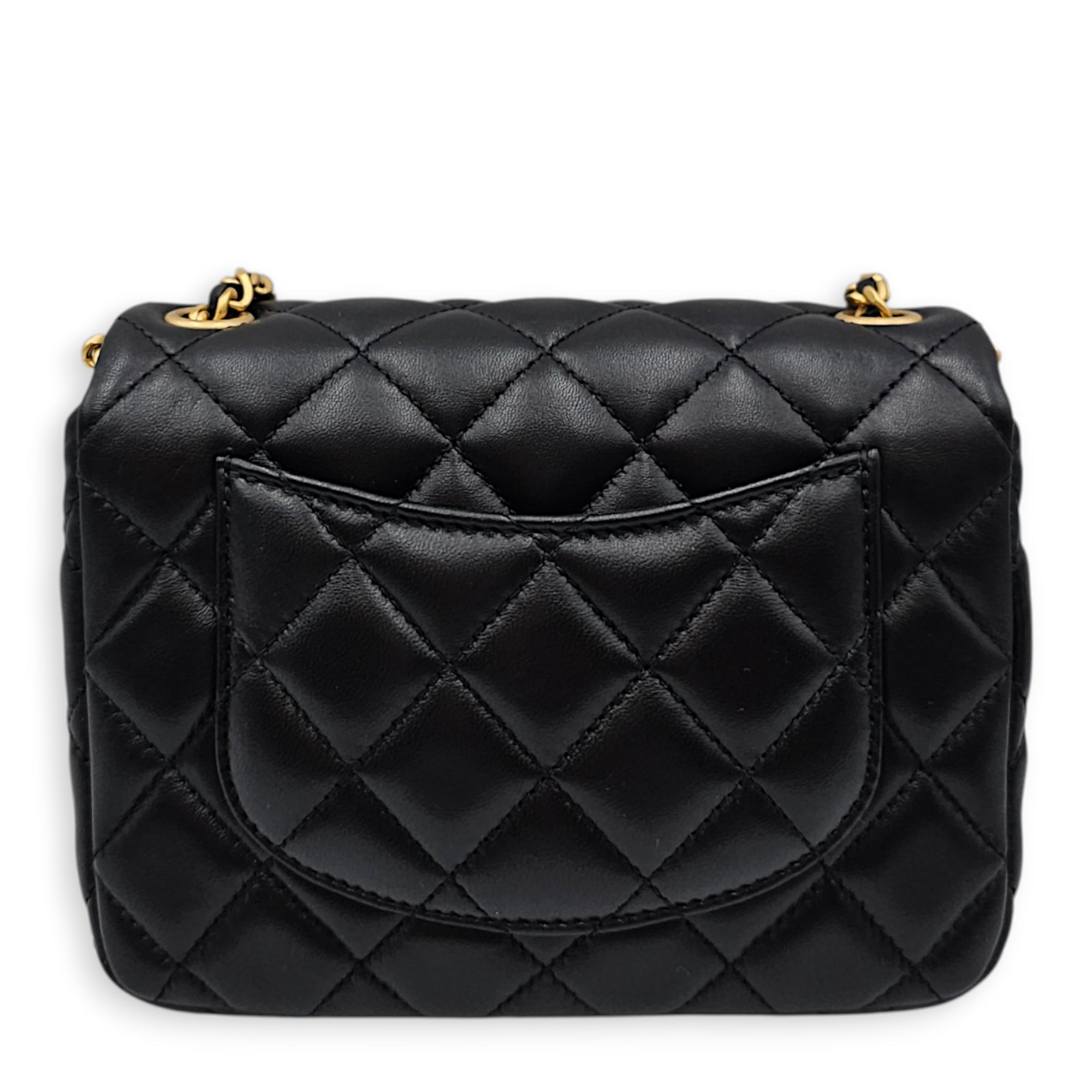 Square Mini Black Crossbody Bag in Lambskin Gold hardware CL2607-22413 2