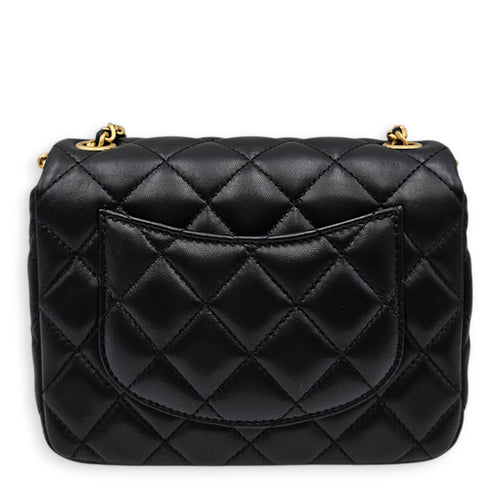 Square Mini Black Crossbody Bag in Lambskin Gold hardware CL2607-22413 2