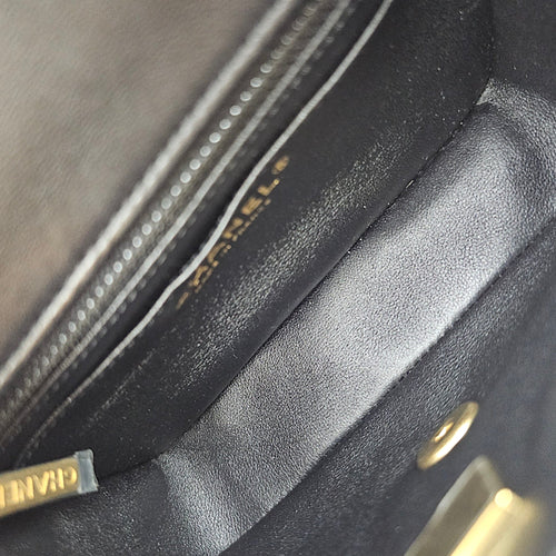 Square Mini Black Crossbody Bag in Lambskin Gold hardware CL2607-22413 6