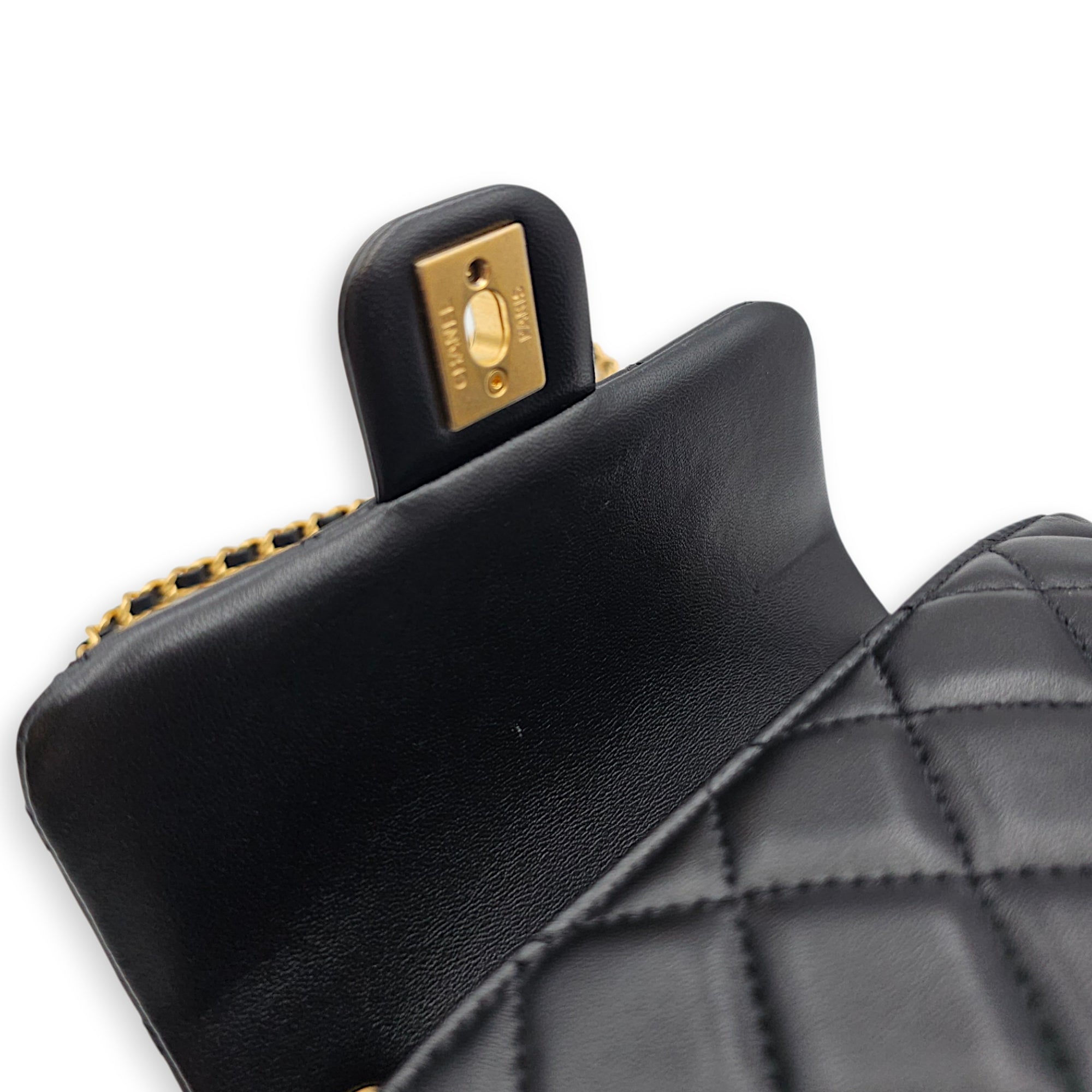 Square Mini Black Crossbody Bag in Lambskin Gold hardware CL2607-22413 7