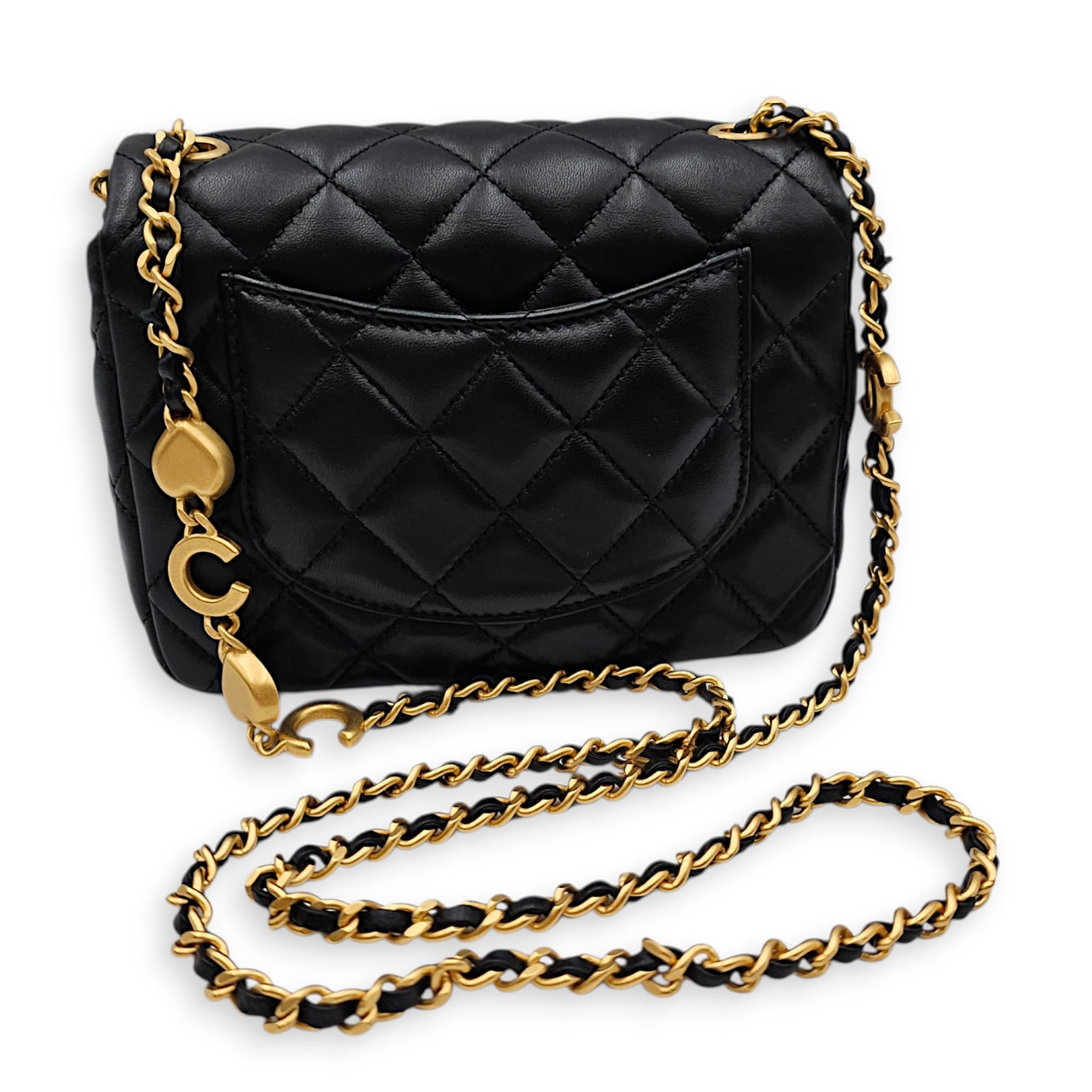 Square Mini Black Crossbody Bag in Lambskin Gold hardware CL2607-22413 8